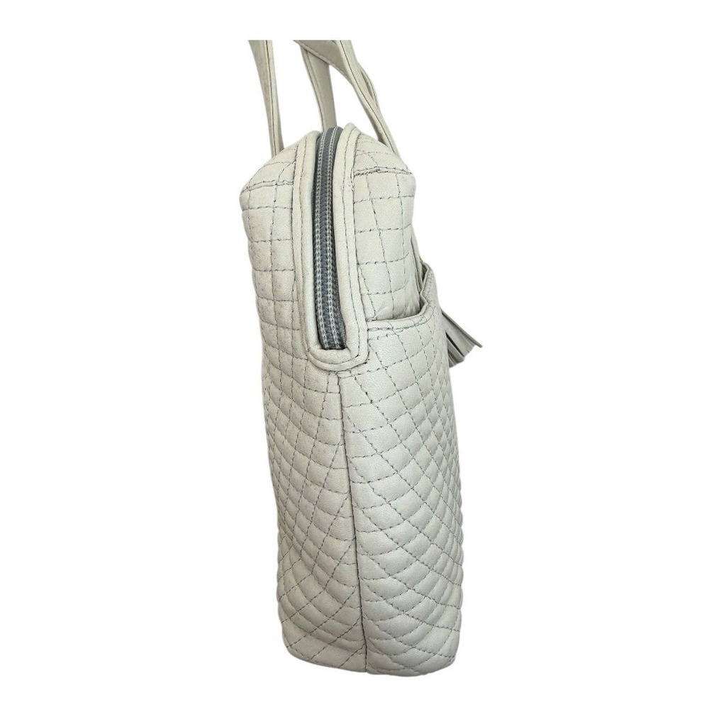 Bally Quilted Leather Satchel Handbag w/ Matching Wallet | Ivory/Cream - Picture 5 of 16